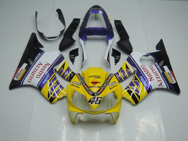 Amarelo Branco Nastro Azzurro Carenagem Moto Honda CBR 600 F4i 2001-2003