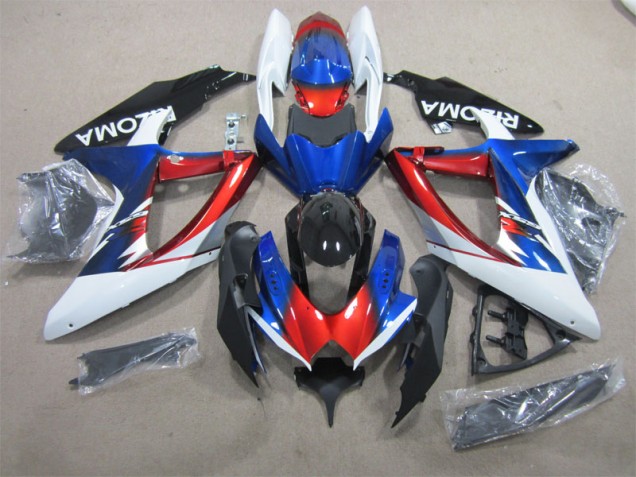 Azul Vermelho Branco Carenagem Moto Suzuki GSXR 600 K8 2008-2010