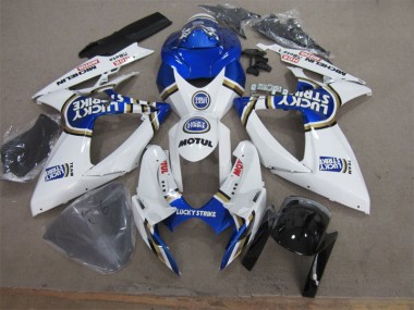 Branco Azul Lucky Strike Motul Carenagem Moto Suzuki GSXR 600 K6 2006-2007